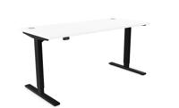 Zoom Single Height Adjust Desk -  Top With Alu Portals, 1600 x 700mm - White / Black Frame