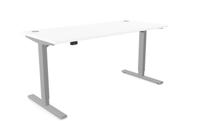 Zoom Single Height Adjust Desk -  Top With Alu Portals, 1600 x 700mm - White / Silver Frame