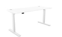 Zoom Single Height Adjust Desk -  Top With Alu Portals, 1600 x 700mm - White / White Frame