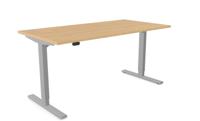 Zoom Single Height Adjust Desk -  Top With Alu Portals, 1600 x 800mm - Beech / Silver Frame