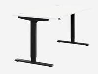 Zoom Single Height Adjust Desk -  Top With Alu Portals, 1600 x 800mm - White / Black Frame
