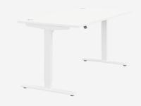 Zoom Single Height Adjust Desk -  Top With Alu Portals, 1600 x 800mm - White / White Frame