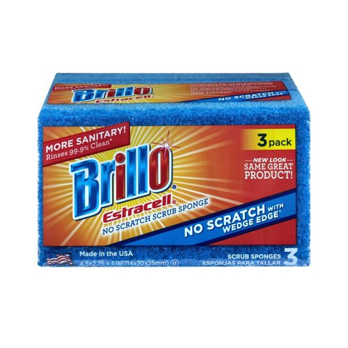 Brillo Estracell Non-Scratch Scrubber Sponge For Kitchen 4.5 in. L 3 pc