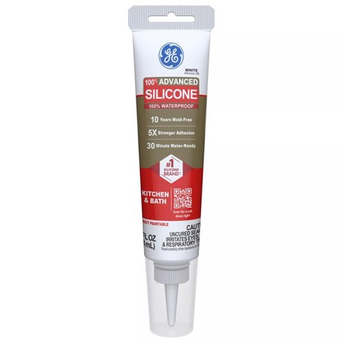 GE Advanced Silicone White Silicone 2 Kitchen and Bath Caulk Sealant 2.8 oz