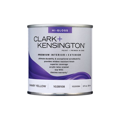 Clark+Kensington High-Gloss Canary Yellow Premium Paint Exterior and Interior 1/2 pt