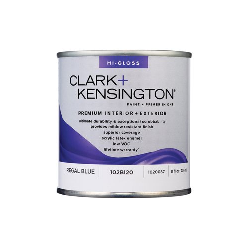 Clark+Kensington High-Gloss Regal Blue Premium Paint Exterior and Interior 1/2 pt