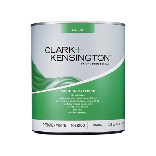 Clark+Kensington Satin Designer White House & Trim Paint & Primer Exterior 1 qt