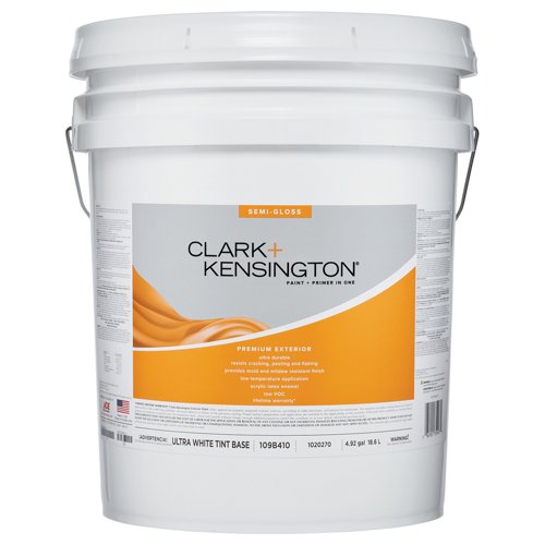 Clark+Kensington Semi-Gloss Tint Base Ultra White Base Premium Paint Exterior 5 gal