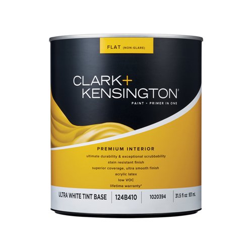 Clark+Kensington Flat Tint Base Ultra White Base Paint + Primer Interior 1 qt
