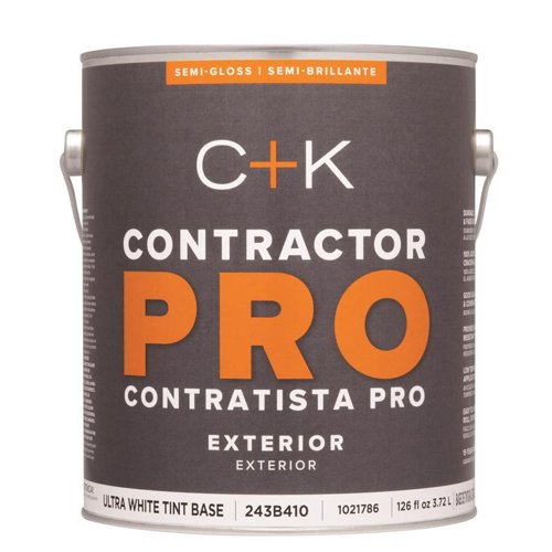 C+K Contractor Pro Semi-Gloss Tint Base Ultra White Base Paint Exterior 1 gal