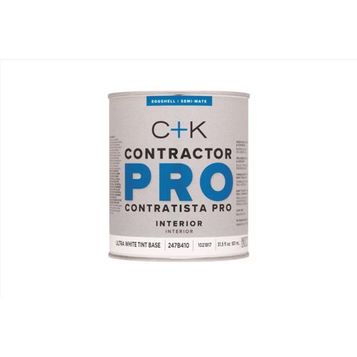 C+K Contractor Pro Eggshell Ultra White Base Paint Interior 1 qt