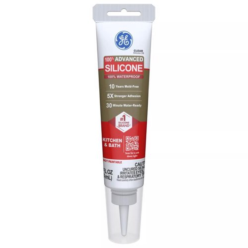 GE Advanced Clear Silicone 2 Kitchen and Bath Caulk Sealant 2.8 oz
