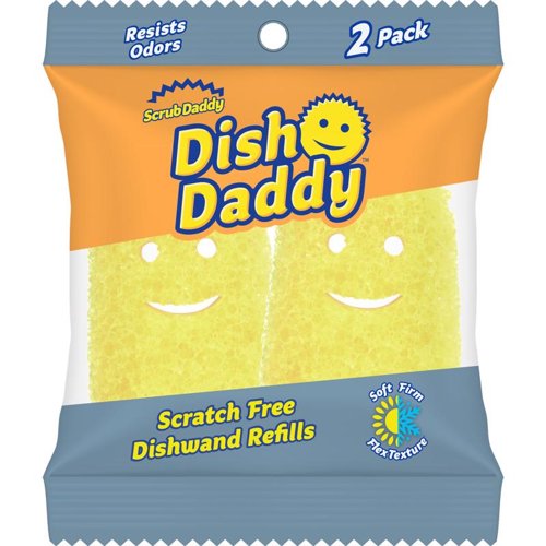 Scrub Daddy Dish Daddy Non-Scratch Dishwand Scrubber Refill For Multi-Purpose 2 pk