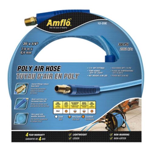 Amflo 25 ft. L X 1/4 in. D Polyurethane Air Hose 300 psi Blue