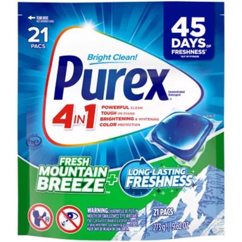 Purex Mountain Breeze Scent Laundry Detergent Pod 11.1 oz 21 pk