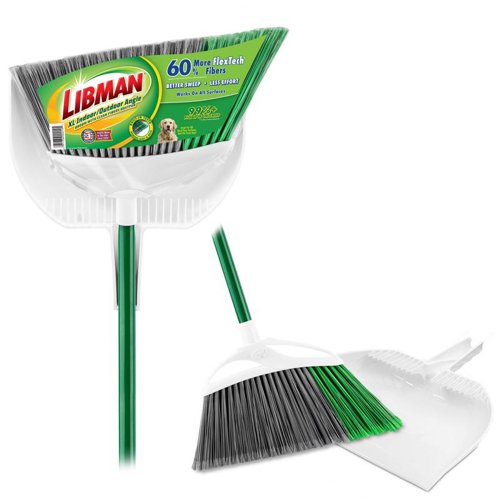 Libman 15 in. W Stiff Recycled PET Broom with Dustpan