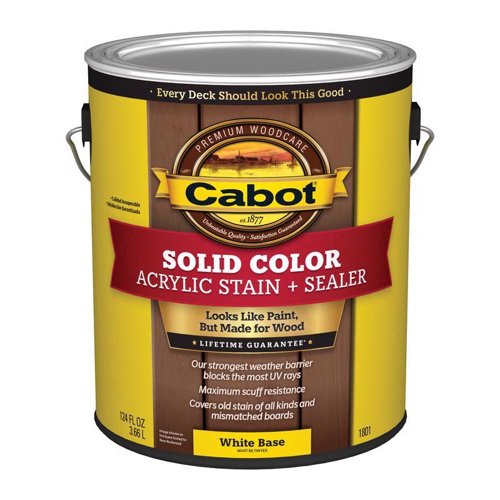Cabot Solid Color Acrylic Stain & Sealer Solid Tintable White Base Acrylic Deck Stain 1 gal