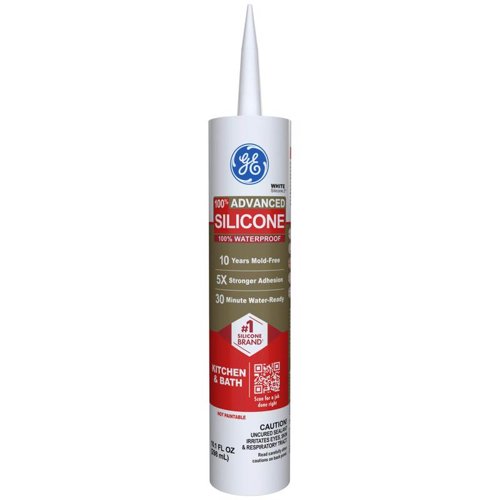 GE Advanced White Silicone 2 Kitchen and Bath Caulk Sealant 10.1 oz