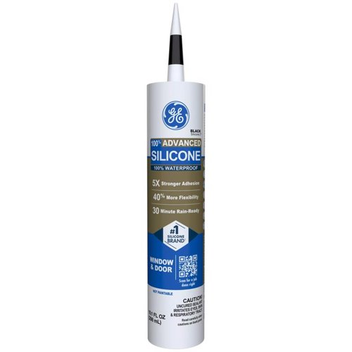 GE Advanced Black Silicone 2 Window and Door Caulk Sealant 10.1 oz