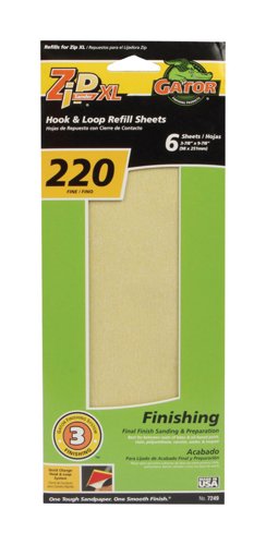 Gator Zip XL 9-1/2 in. L X 3-1/2 in. W 220 Grit Aluminum Oxide Sanding Sheet 6 pk
