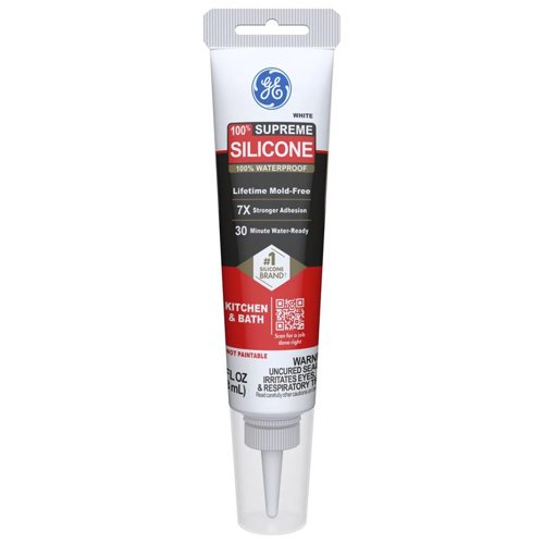 GE Supreme White Supreme Silicone Kitchen and Bath Caulk Sealant 2.8 oz