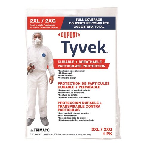 Dupont Tyvek Coverall with Hood and Boots White XXL 1 pk
