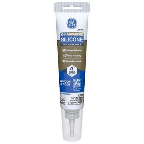 GE Advanced White Silicone 2 Window and Door Caulk Sealant 2.8 oz