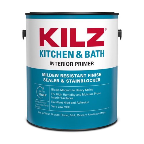 KILZ Kitchen & Bath White Flat Water-Based Mold Killing Primer 1 gal