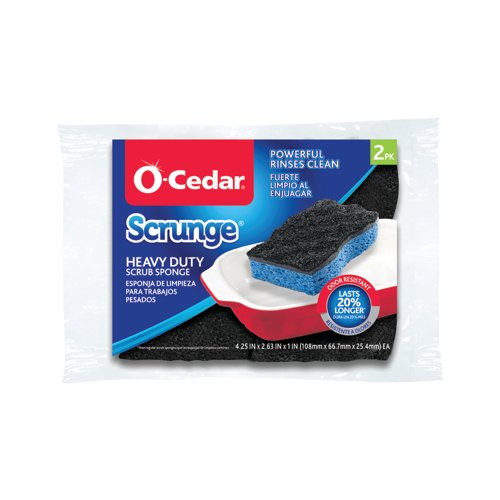 O-Cedar Scrunge Heavy Duty Sponge For All Purpose 4.25 in. L 2 pk