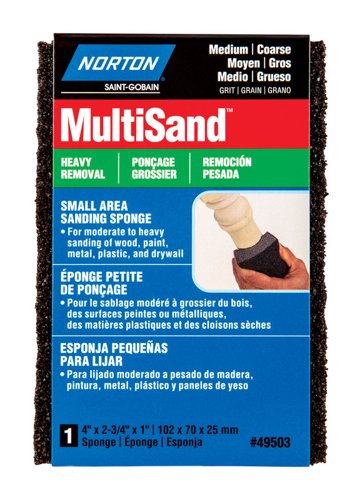 Norton MultiSand 4 in. L X 2.75 in. W X 1 in. 60/80 Grit Coarse/Medium Small Area Sanding Sponge
