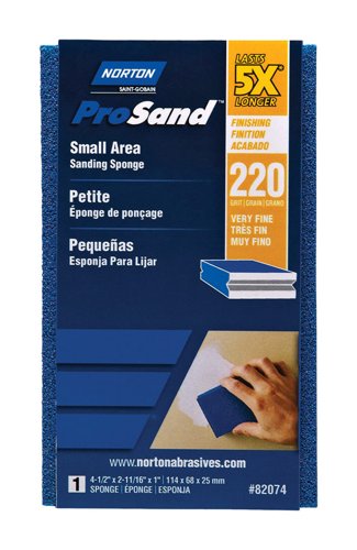 Norton ProSand 4.5 in. L X 2.69 in. W X 1 in. 220 Grit Very Fine Small Area Sanding Sponge