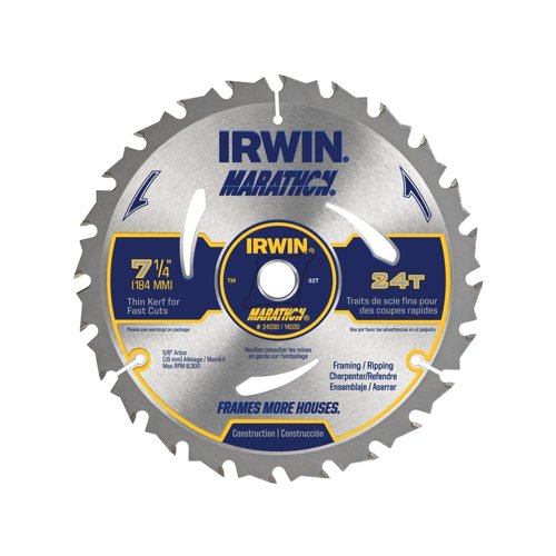 Irwin Marathon 7-1/4 in. D X 5/8 in. Carbide Circular Saw Blade 24 teeth 1 pk