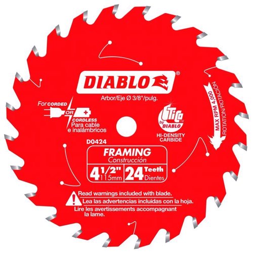 Diablo 4-1/2 in. D X 3/8 in. TiCo Hi-Density Carbide Framing Saw Blade 24 teeth 1 pk