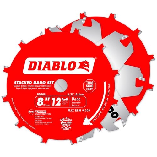 Diablo 8 in. D X 5/8 in. TiCo Hi-Density Carbide Stacked Dado Saw Blade Set 12 teeth 1 pk – Bits, Blades & Accessories | City Lumber | Your One Stop Shop Hardware, Building Supplies & Tools in Texas San Angelo, Texas