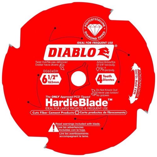 Diablo HardieBlade 6-1/2 in. D X 5/8 in. PCD Fiber Cement Blade 4 teeth 1 pk