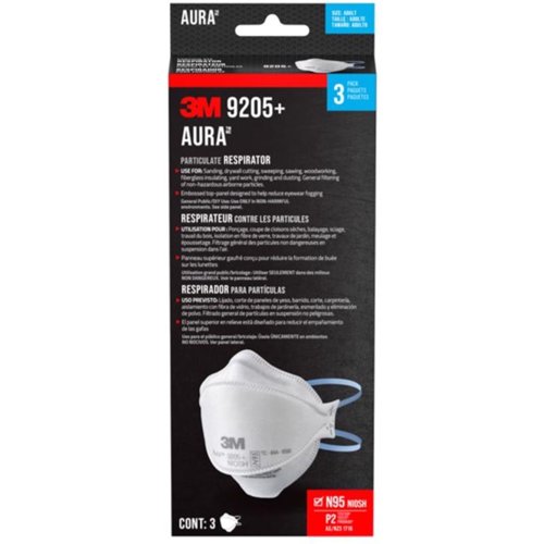 3M Aura N95 Dust Protection Particulate Respirator 9205+ White 3 pk