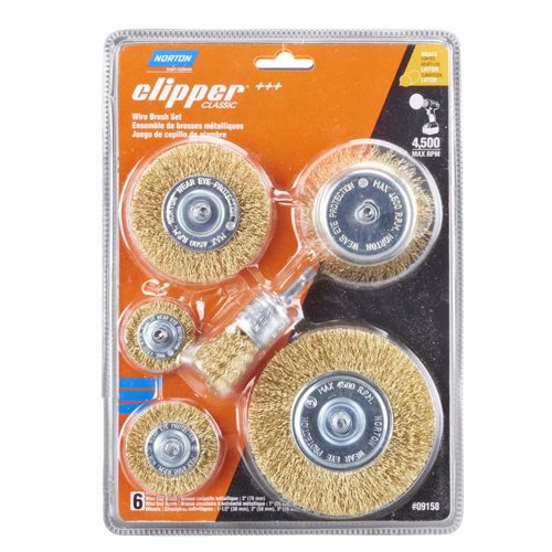 Norton Clipper 1 in. Wire Wheel Brush Brass 4500 rpm 6 pc