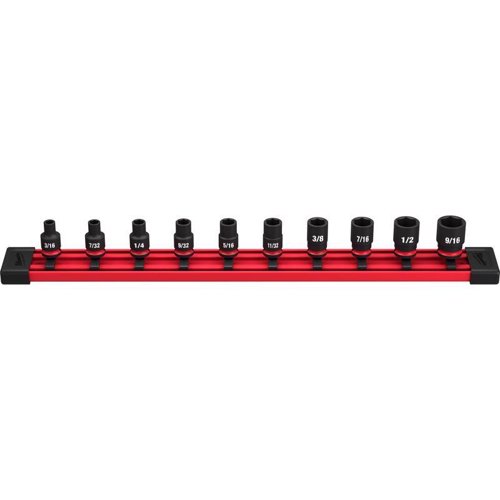 Milwaukee Shockwave 1/4 in. drive SAE 6 Point Standard Impact Rated Shallow Socket Set 10 pc