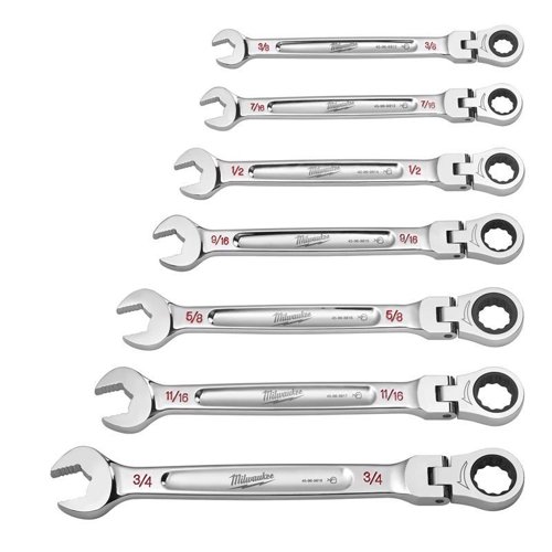 Milwaukee SAE Ratcheting Flex Head Combination Wrench Set 7 pc