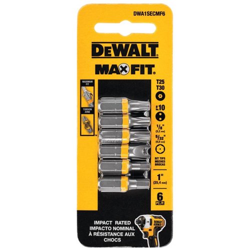 DeWalt Max Fit Assorted 1 in. L Security Bit Set Steel 6 pk
