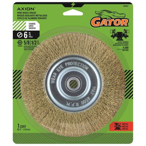 Gator 6 in. Coarse Crimped Wire Wheel Brush Brass Coated Steel 4500 rpm 1 pc