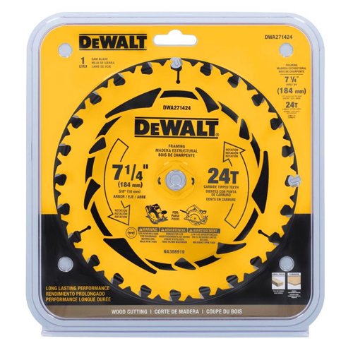 DeWalt 7-1/4 in. D X 5/8 in. Tungsten Carbide Tipped Circular Saw Blade 24 teeth 1 pk