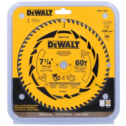 DeWalt 7-1/4 in. D X 5/8 in. Tungsten Carbide Tipped Circular Saw Blade 60 teeth 1 pk