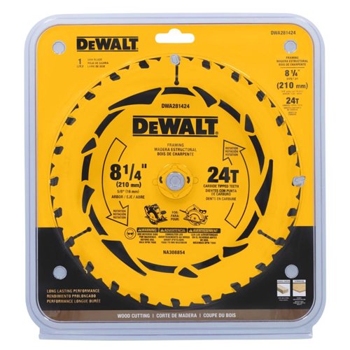 DeWalt 8-1/4 in. D X 5/8 in. Tungsten Carbide Tipped Circular Saw Blade 24 teeth 1 pk