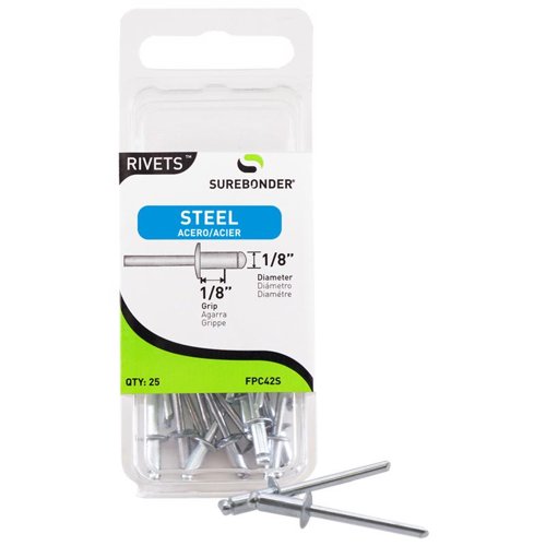 Surebonder 1/8 in. D X 1/8 in. Steel Blind Rivets Silver 25 pc