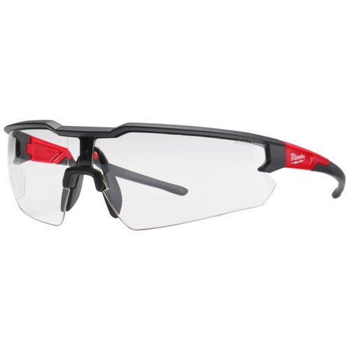 Milwaukee Safety Glasses Clear Lens Black/Red Frame 1 pk