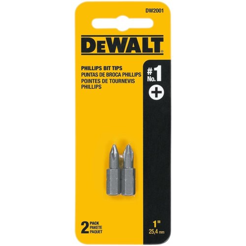 DeWalt Phillips #1 X 1 in. L Screwdriver Bit Heat-Treated Steel 2 pc
