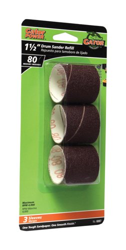 Gator 1.5 in. D X 1.5 in. L Aluminum Oxide Drum Sander Refill 80 Grit Medium 3 pc
