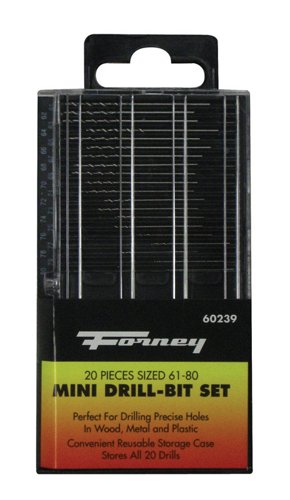 Forney High Speed Steel Mini Drill Bit Set Round Shank 20 pc