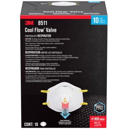 3M N95 Paint Sanding Cup Disposable Respirator Pro-Series Valved White 10 pc